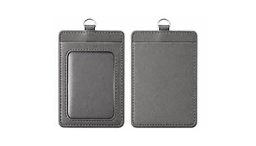 Double Pocket Grey Leather Holder
