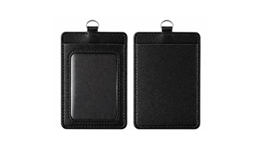 Double Pocket Black Leather Holder
