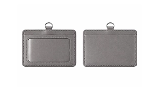 Double Pocket Grey Leather Holder (Horizontal)